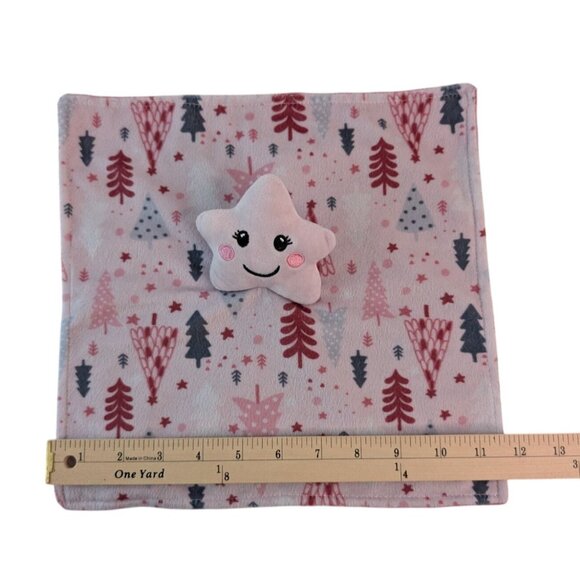 Star Plush Lovey Pink Trees Minky Dot Pattern Baby Security Blanket by STU Inc - Picture 4 of 6